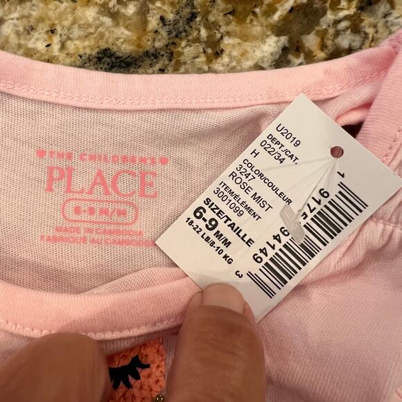 NWT Children's Place Pink W/Sequin Flamingo Graphic Tank & Shorts Outfit - 6-9M - Picture 6 of 9